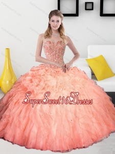 2015 Remarkable Beading and Ruffles Sweetheart Military Ball Dresses
