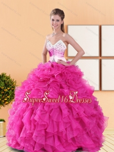 2015 Modest Sweet Sixteen Dresses with Beading and Ruffles