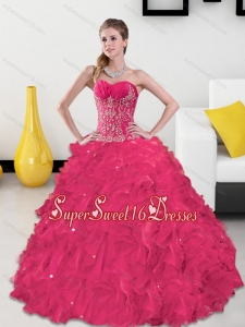 Inexpensive Sweetheart Quinceanera Gown with Appliques and Ruffles