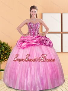 Modest Beading and Pick Ups Sweetheart Quinceanera Dresses for 2015 Spring