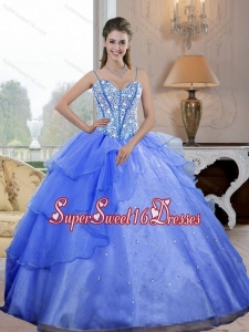 New Style Spaghetti Straps 2015 Sweet 16 Dresses with Beading