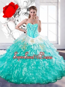 New Style Sweetheart Ball Gown Sweet 16 Dresses with Beading and Ruffles