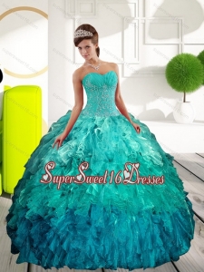 New Style Sweetheart Multi Color Sweet 16 Dresses with Appliques and Ruffles