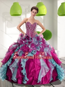 2015 Beautiful Sweetheart Modest Sweet Sixteen Dresses with Beading and Ruffles