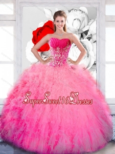 Flirting Strapless 2015 Modest Sweet Sixteen Dresses with Ruffles and Appliques