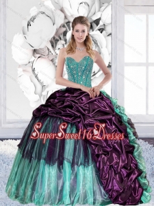 2015 Discount Sweetheart Sweet Fifteen Dresses with Pick Ups and Ruffles