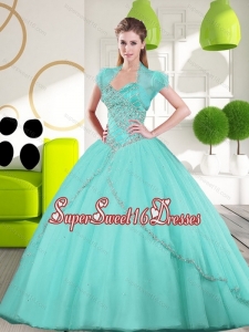 2015 Sweetheart Ball Gown Modest Sweet Sixteen Dresses with Appliques