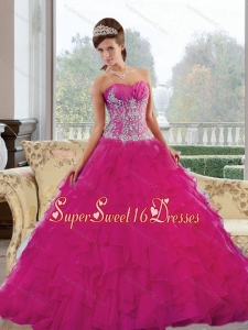2015 Modest Sweetheart Sweet Sixteen Dresses with Appliques and Ruffles