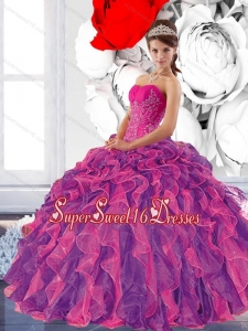 Colorful Sweetheart 2015 Sweet 16 Ball Gowns with Appliques and Ruffles