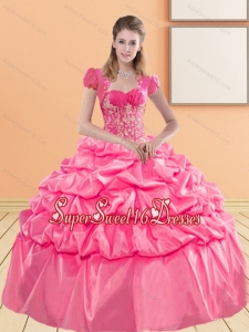 Delicate Sweetheart 2015 Sweet Fifteen Dresses with Appliques and Pick Ups
