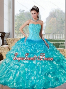 Gorgeous Beading and Ruffles Sweetheart Sweet Fifteen Dresses for 2015