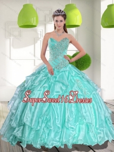 Modest Ball Gown Sweetheart Sweet Sixteen Dresses with Appliques and Beading