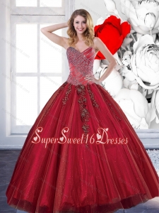 2015 Sweetheart Modest Sweet Sixteen Dresses with Appliques