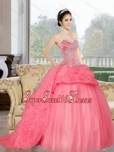 Sweetheart 2015 Modest Sweet Sixteen Dresses with Beading and Ruffles