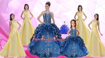 Ruffles and Beading Sweetheart Quinceanera Dress and Beading Long Dama Dresses and Halter Top Embroidery Little Girl Dress
