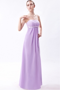 Empire Strapless Floor-length Chiffon Embroidery Dama Dresses for Sweet 16