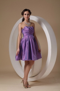 Lavender Strapless Mini-length Taffeta Ruch Dama Dress