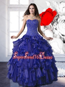 Pretty Beading and Ruffles Ball Gown 15th Birthday Party Dresses for 2015