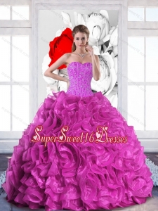 2015 Modest Sweetheart Sweet Sixteen Dresses with Beading and Ruffles