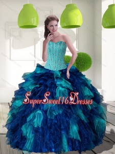 2015 New Style Multi Color Sweet Sixteen Dresses with Beading and Ruffles