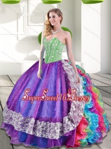 Sweetheart Beading and Ruffles 2015 Military Ball Dresses in Multi Color