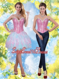 Beautiful Short Beading and Ruffles Sweetheart Dama Dress for 2015