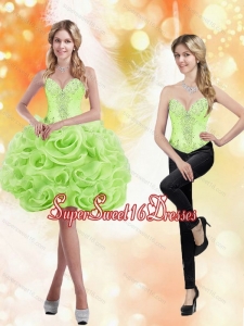 Formal Sweetheart Short Rolling Flowers 2015 Spring Green Dama Dress