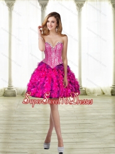 2015 Wonderful Sweetheart Multi Color Quinceanera Dama Dresses with Beading and Ruffles