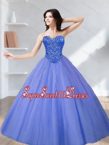 2015 Discount Beading Sweetheart Tulle Quinceanera Dresses in Lavender