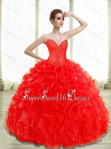 New Arrival Beading and Ruffles Red 2015 Quinceanera Dresses