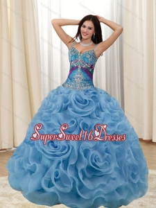 2015 Wonderful Appliques and Rolling Flowers Multi Color 15th Birthday Party Dresses