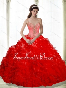 Beading and Ruffles Sweetheart Red Military Ball Dresses