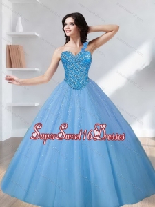 Sweetheart Tulle Beading Military Ball Dresses in Blue