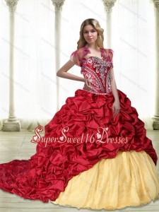 Embroidery Military Ball Dresses in Wine Red and Yellow