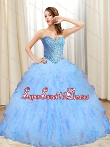 Modest Beading and Ruffles 2015 Sweet Sixteen Dresses in Multi Color