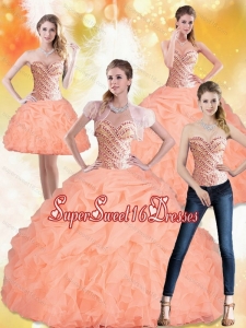 Pretty 2015 Sweetheart Sweet Fifteen Dresses with Beading and Pick Ups