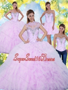 2015 Inexpensive and Detachable Sweet 16 Ball Gowns with Beading and Ruffles