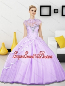 Classical Beading Sweetheart Tulle Sweet 16 Ball Gowns for 2015