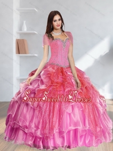 New Style Beading Sweet 16 Dresses in Multi Color for 2015