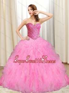 New Style Beading and Ruffles Sweet 16 Dresses in Multi Color for 2015