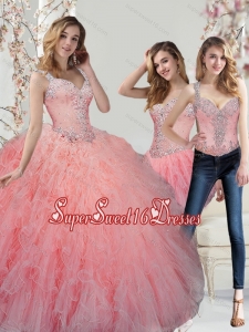 New Style Beading and Ruffles Watermelon Sweet 16 Dresses