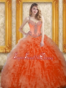 New Style Orange Red Sweet 16 Dresses with Beading