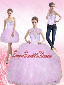 New Style Sweetheart Beading and Ruffles Sweet 16 Ball Gowns for 2015