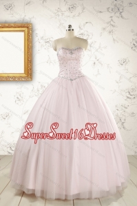 2015 In Stock and Pretty Beading Light Pink Quinceanera Dresses