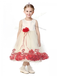 Best ScoopGirls Pageant Dresses with Red Hand Made Flowers