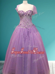 Beautiful Rhinestoned A Line In Stock Quinceanera Dresses in Lavender