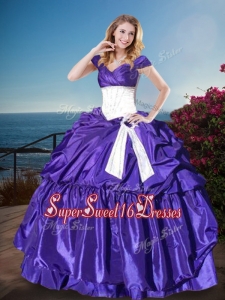 Affordable Off the Shoulder Cap Sleeves Perfect Sweet 16 Dress with Belt and Pick Ups