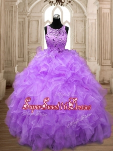 Popular Scoop Big Puffy Quinceanera Dress with Beading and Ruffles
