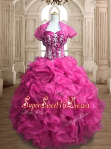 Lovely Hot Pink Big Puffy Quinceanera Dress with Beading and Ruffles