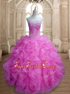 Cheap Lilac Big Puffy Quinceanera Dress with Beading and Ruffles